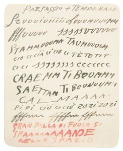 1915, Balla, Giacomo, Paesaggio e temporale, inkt grafiet bedrukt papier, 11,4x14, privécollectie